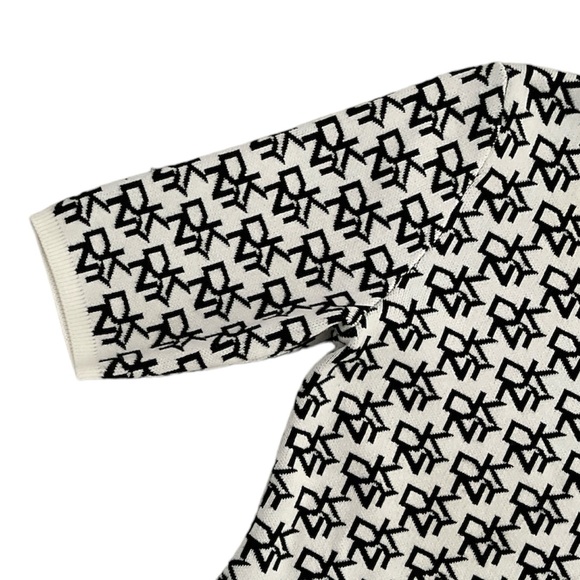 DKNY Women's Sweater Dress Size Medium Ivory/Black - Picture 4 of 8